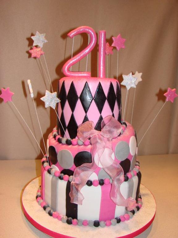 Black silver and pink cake