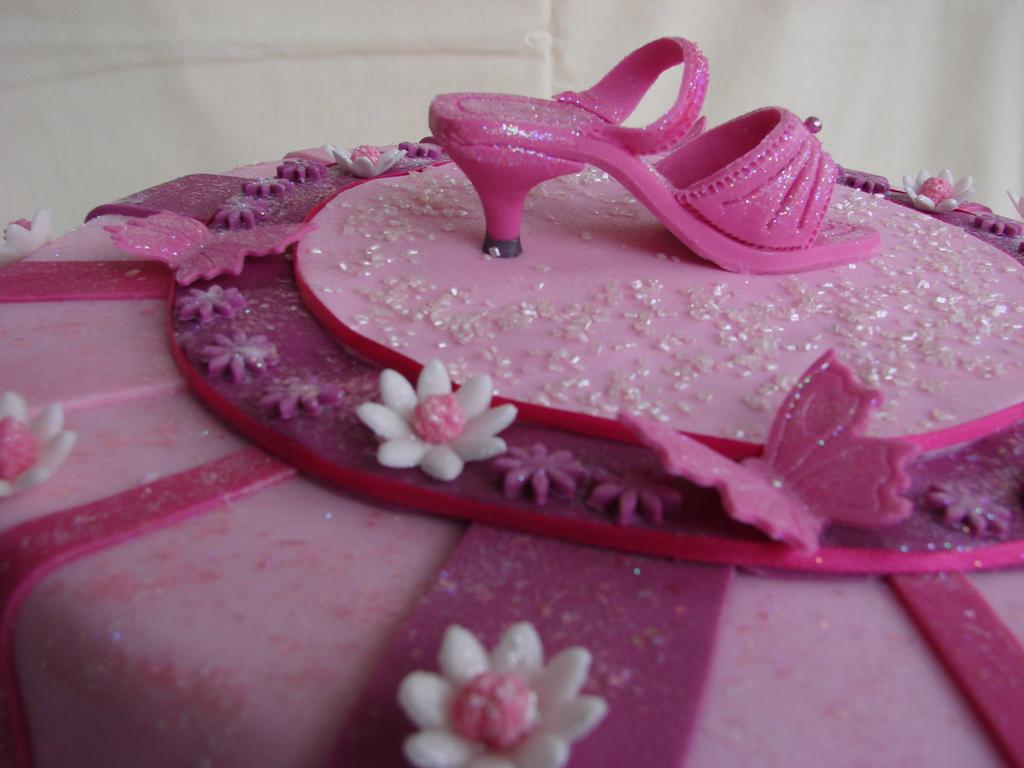 Pink shoe celebration cake