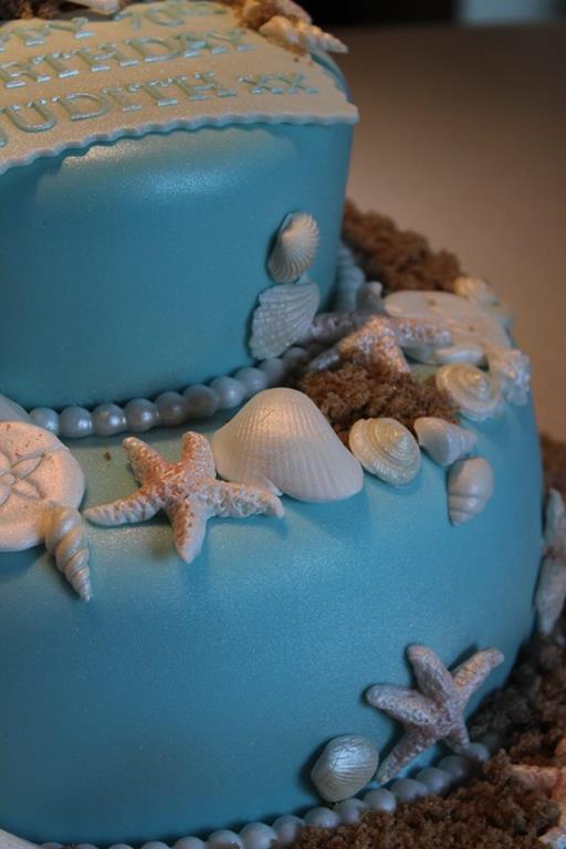 Sea side blue celebration cake