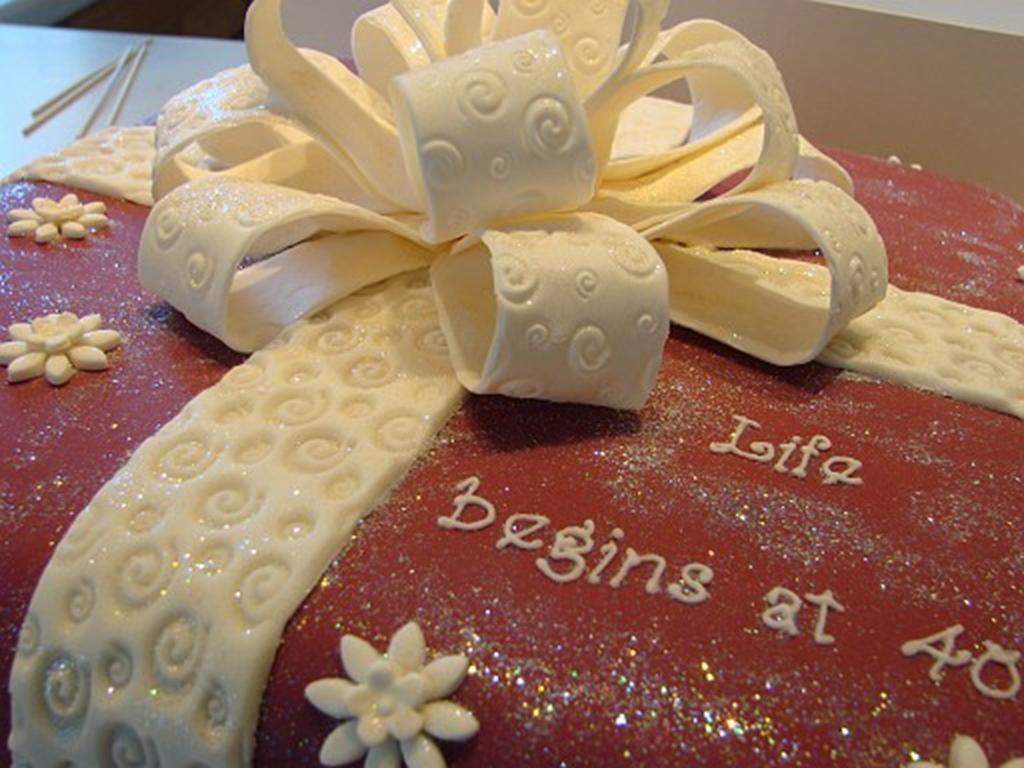 White bow celebration cake