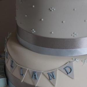 Baby blue bunting cake