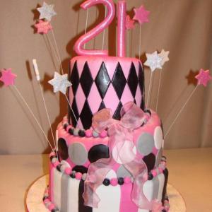 Black silver and pink cake