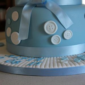 Blue button christening cake