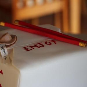 Chinese take away celebration cake