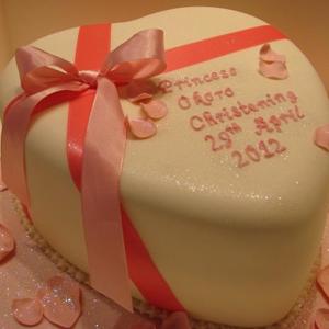 Princess heart christening cake