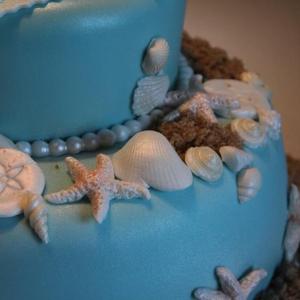 Sea side blue celebration cake