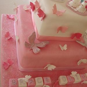 Twin booties christening cake