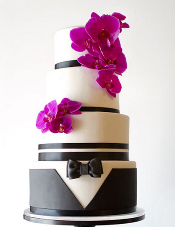 Fresh orchids wedding cake