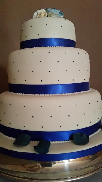 Navy polka dot wedding cake