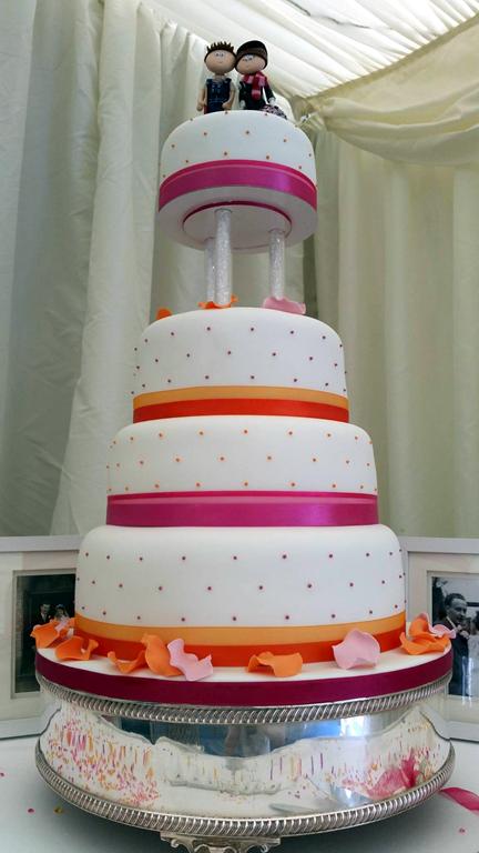 Orange and pink wedding cake (2)