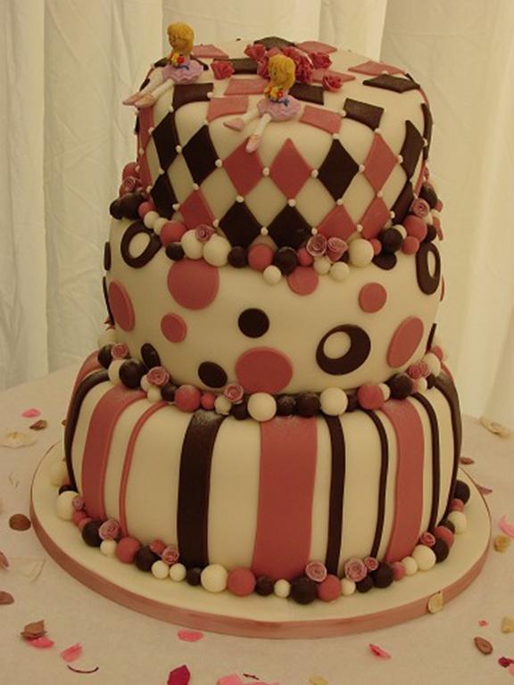 Stripes and spots wonky wedding cake