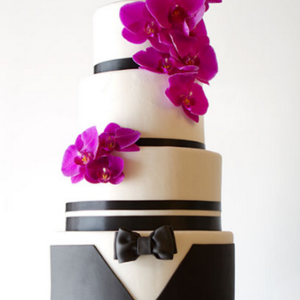 Fresh orchids wedding cake