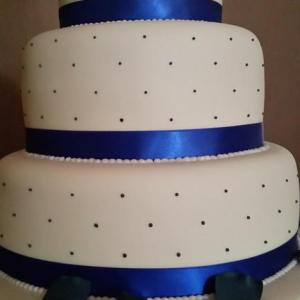 Navy polka dot wedding cake