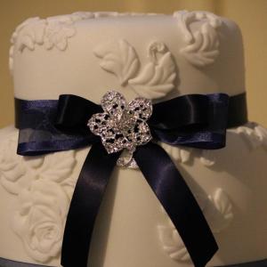 Navy vintage wedding cake