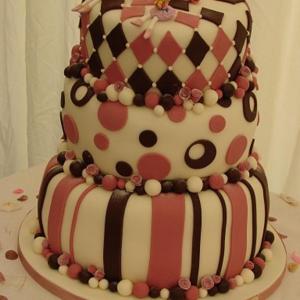 Stripes and spots wonky wedding cake